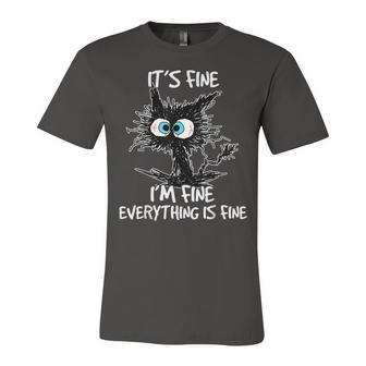 Its Fine Im Fine Everything Is Fine Black Cat Jersey T-Shirt | Mazezy