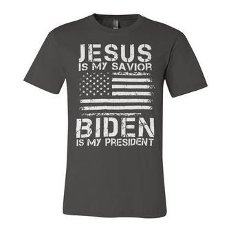 Jesus Is My Savior Biden Is My President Us Flag Supporter Vintage 21K5 Unisex Jersey Short Sleeve Crewneck Tshirt - Monsterry