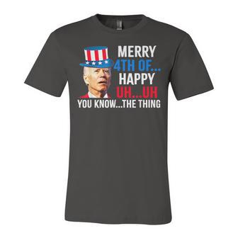 Joe Biden Confused Merry Happy Funny 4Th Of July Unisex Jersey Short Sleeve Crewneck Tshirt - Seseable