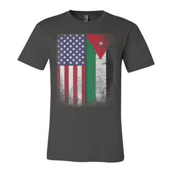 Jordanian American Flag Jordan Usa Country Gift Unisex Jersey Short Sleeve Crewneck Tshirt - Seseable