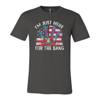 Im Just Here For The Bang Fireworks Humor Jersey T-Shirt | Mazezy
