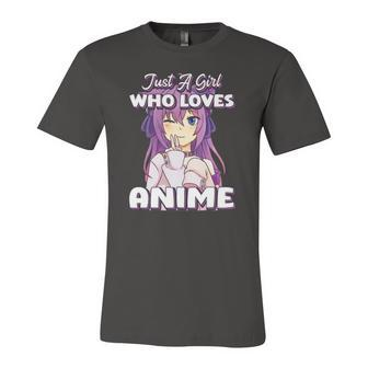 Just A Girl Who Loves Anime Peace Symbol V Fingers Fun Jersey T-Shirt | Mazezy
