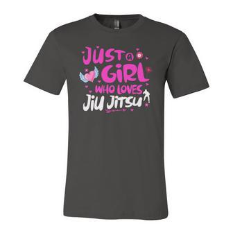 Just A Girl Who Loves Jiu Jitsu Jersey T-Shirt | Mazezy