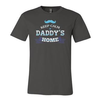 Keep Calm Daddys Home For Dad And Fathers Day Jersey T-Shirt | Mazezy