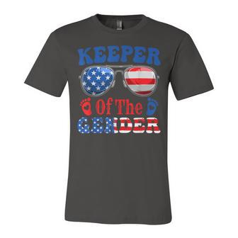 Keeper Of The Gender 4Th Of July Baby Gender Reveal Jersey T-Shirt | Mazezy