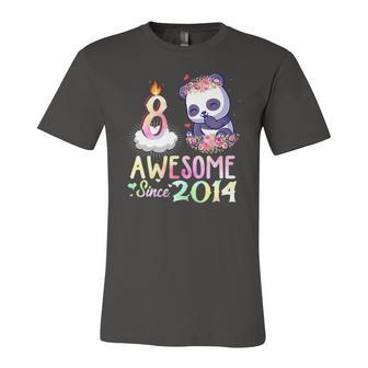 Kids Awesome Since 2014 8Th Birthday 8 Years Old Panda Girl Jersey T-Shirt | Mazezy