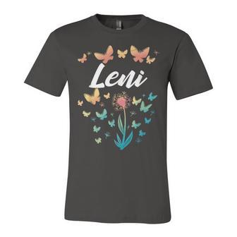 Leni Birthday Sister Butterfly Dandelion Name Leni Unisex Jersey Short Sleeve Crewneck Tshirt - Seseable