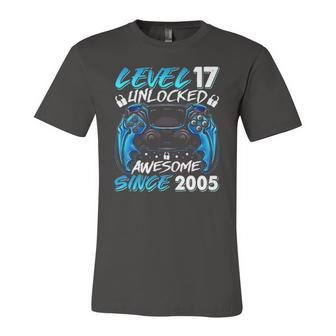 Level 17 Unlocked Awesome Since 2005 17Th Birthday Jersey T-Shirt | Mazezy