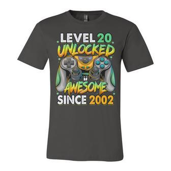 Level 20 Unlocked Awesome Since 2002 20Th Birthday Gaming V3 Unisex Jersey Short Sleeve Crewneck Tshirt - Seseable