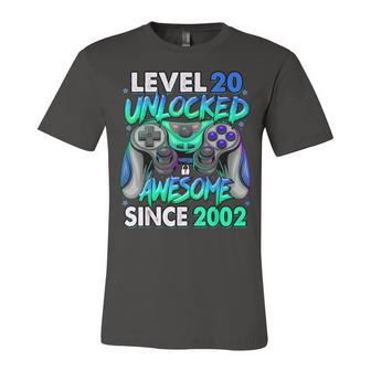 Level 20 Unlocked Awesome Since 2002 20Th Birthday Gaming V4 Unisex Jersey Short Sleeve Crewneck Tshirt - Seseable