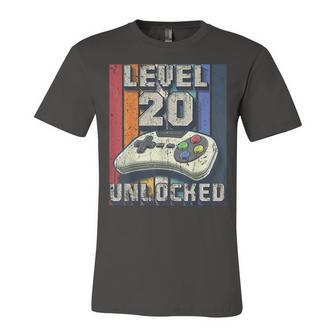Level 20 Unlocked Video Game 20Th Birthday Gamer Boys Unisex Jersey Short Sleeve Crewneck Tshirt - Seseable