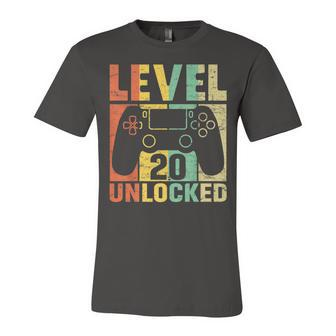 Level 20 Unlocked Video Game 20Th Birthday Gift Retro Unisex Jersey Short Sleeve Crewneck Tshirt - Seseable