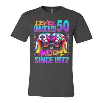 Level 50 Unlocked Awesome Since 1972 50Th Birthday Gaming Unisex Jersey Short Sleeve Crewneck Tshirt - Seseable