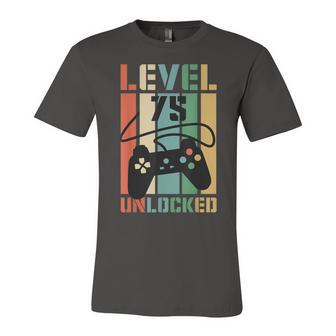 Level 75 Unlocked Funny Video Game 75Th Birthday Gamer Party Unisex Jersey Short Sleeve Crewneck Tshirt - Seseable