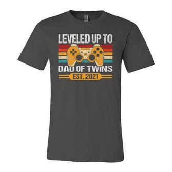 Leveled Up To Dad Of Twins Est 2021 Promoted Daddy Gamer Jersey T-Shirt | Mazezy