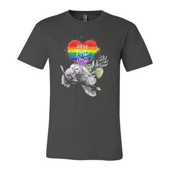 Lgbt Pride Daddy Owl Rainbow Free Dad Hugs Fathers Day Jersey T-Shirt | Mazezy
