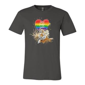 Lgbt Pride Daddy Tiger Rainbow Best Dad Ever Fathers Day Jersey T-Shirt | Mazezy