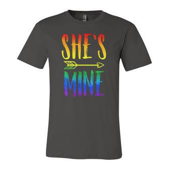 Lgbt Pride Shes Mine Im Her Lesbian Couple Matching Lover Jersey T-Shirt | Mazezy