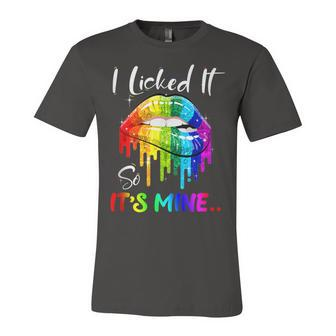 I Licked It So Its Mine Lesbian Gay Pride Lgbt Flag Jersey T-Shirt | Mazezy