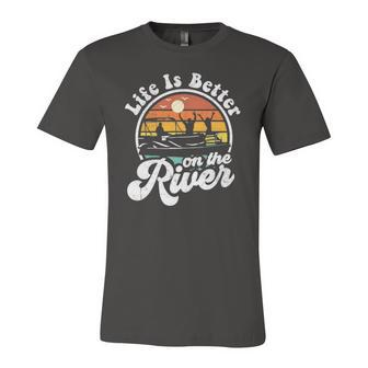 Life Is Better At The River Pontoon Boat Boating Jersey T-Shirt | Mazezy