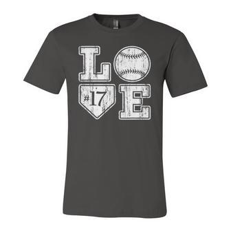 Love Baseball Softball Mom Vintage Distressed Home Plate 17 Number Jersey T-Shirt | Mazezy