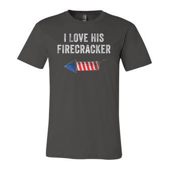 I Love His Firecracker Matching Couple 4Th Of July Wife Gf Jersey T-Shirt | Mazezy