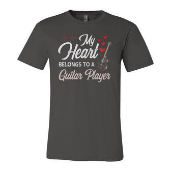 I Love My Guitar Player Husband Wife Valentines Jersey T-Shirt | Mazezy