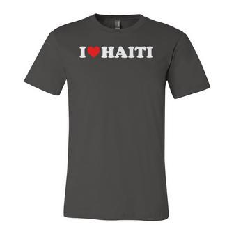 I Love Haiti Red Heart Jersey T-Shirt | Mazezy