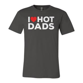 I Love Hot Dads Red Heart Jersey T-Shirt | Mazezy