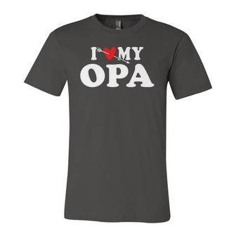 I Love My Opa With Heart Wear For Grandson Granddaughter Jersey T-Shirt | Mazezy