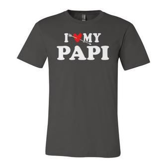 I Love My Papi With Heart Fathers Day Wear For Kids Boy Girl Jersey T-Shirt | Mazezy