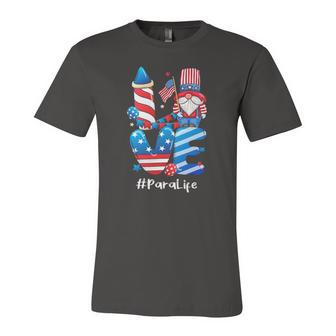 Love Para Life Gnome Usa Flag 4Th Of July Patriotic Jersey T-Shirt | Mazezy