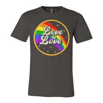 Love Is Love Rainbow Lgbt Gay Lesbian Pride Jersey T-Shirt | Mazezy