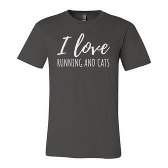 I Love Running And Cats Tee For Cats Lover Jersey T-Shirt | Mazezy
