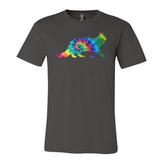 Maine Coon Cat Tie Dye Vintage Hippie Cat Lover Jersey T-Shirt | Mazezy