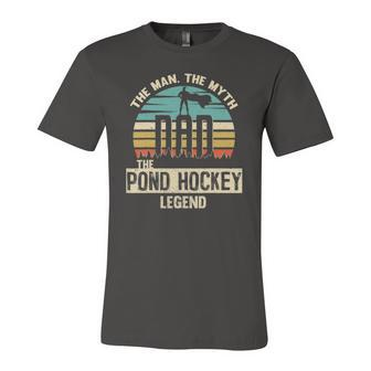 Man Myth Legend Dad Pond Hockey Player Jersey T-Shirt | Mazezy