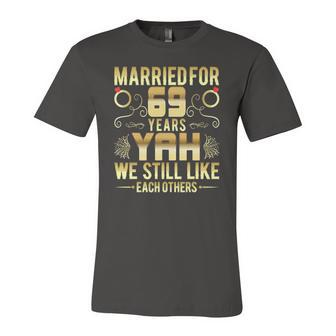 Married For 69 Years 69Th Wedding Anniversary Husband Wife Jersey T-Shirt | Mazezy