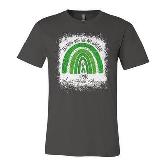 In May We Wear Green For Mental Health Awareness Rainbow Jersey T-Shirt | Mazezy
