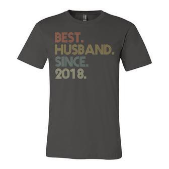 Mens 4Th Wedding Anniversary Best Husband Since 2018 Unisex Jersey Short Sleeve Crewneck Tshirt - Seseable