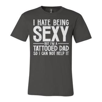 Mens Awesome Dads Have Tattoos And Beards Fathers Day V2 Unisex Jersey Short Sleeve Crewneck Tshirt - Seseable