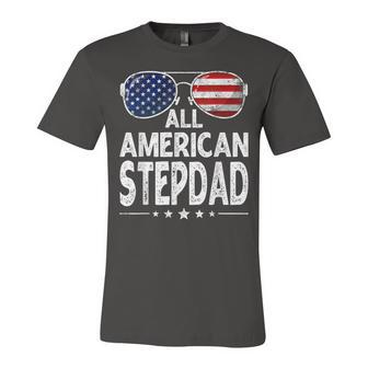 Mens Retro Fathers Day Family All American Stepdad 4Th Of July Unisex Jersey Short Sleeve Crewneck Tshirt - Seseable