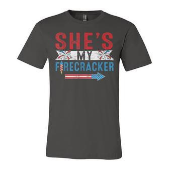 Mens Shes My Firecracker Funny 4Th July Matching Couples For Him Unisex Jersey Short Sleeve Crewneck Tshirt - Seseable