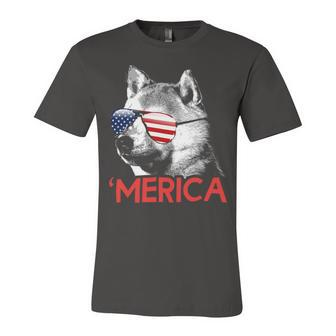 Merica Akita American Flag 4Th Of July Independence Day T-Shirt Unisex Jersey Short Sleeve Crewneck Tshirt - Seseable