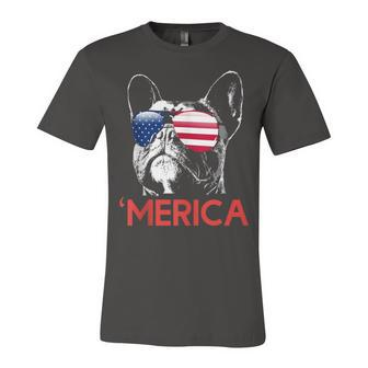 Merica French Bulldog American Flag 4Th Of July Frenchie Unisex Jersey Short Sleeve Crewneck Tshirt - Seseable