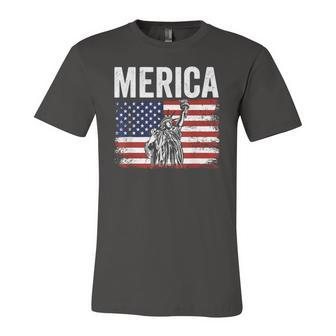 Merica Patriotic Apparel Statue Of Liberty American Flag Jersey T-Shirt | Mazezy