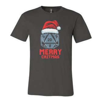 Merry Critmas D20 Tabletop Rpg Gamer Christmas Jersey T-Shirt | Mazezy