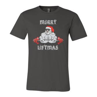 Merry Liftmas Santa Claus Weightlifting Fitness Gym Jersey T-Shirt | Mazezy