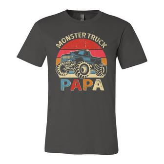 Monster Truck Papa Matching Birthday Party Jersey T-Shirt | Mazezy