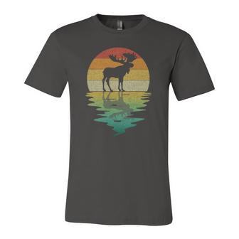 Moose Silhouette Sunset Retro Vintage 70S Nature Lover Jersey T-Shirt | Mazezy