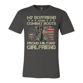My Boyfriend Wears Combat Boots Proud Military Girlfriend T-Shirt Unisex Jersey Short Sleeve Crewneck Tshirt - Monsterry DE